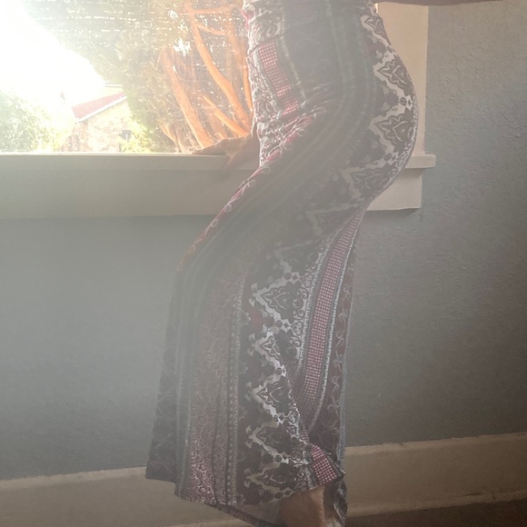 Vintage Boho Paisley Floral Print Maxi Gypsy Skirt S SM Small Red White - Picture 5 of 8